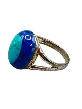 Whitney Kelly Turquoise Lapis Lazuli Ring Size 8 Blue Stones Sterling 925